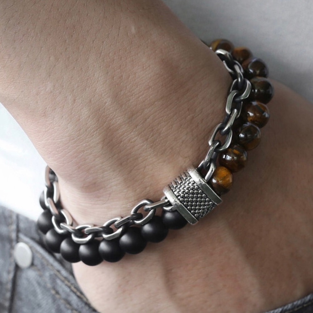Natural Stone Beaded Men Bracelet